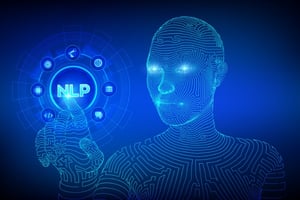Human form selecting NLP image - concept